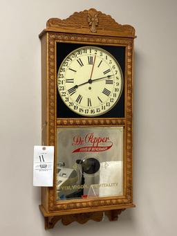 Dr Pepper Saint Charles Clock 8 day regulator calendar clock with original paper