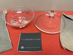 Steuben glass bowl and dish