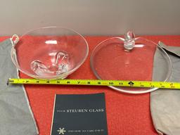 Steuben glass bowl and dish