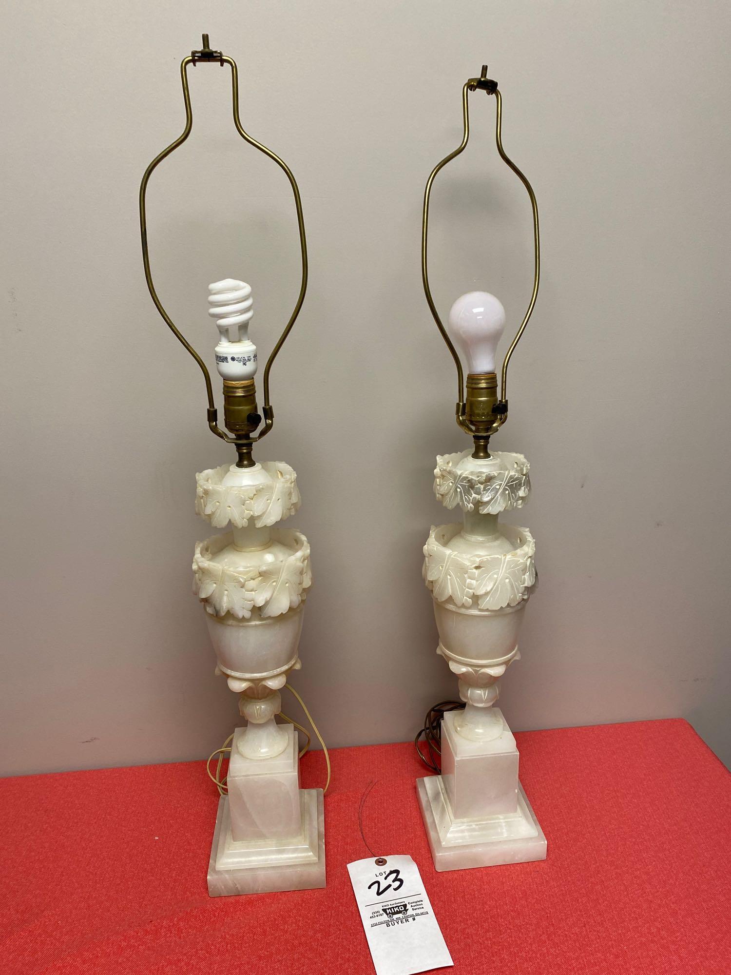 Italian alabaster carved lamps