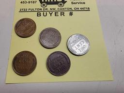 (4) Wheat and (1) Steel Pennies