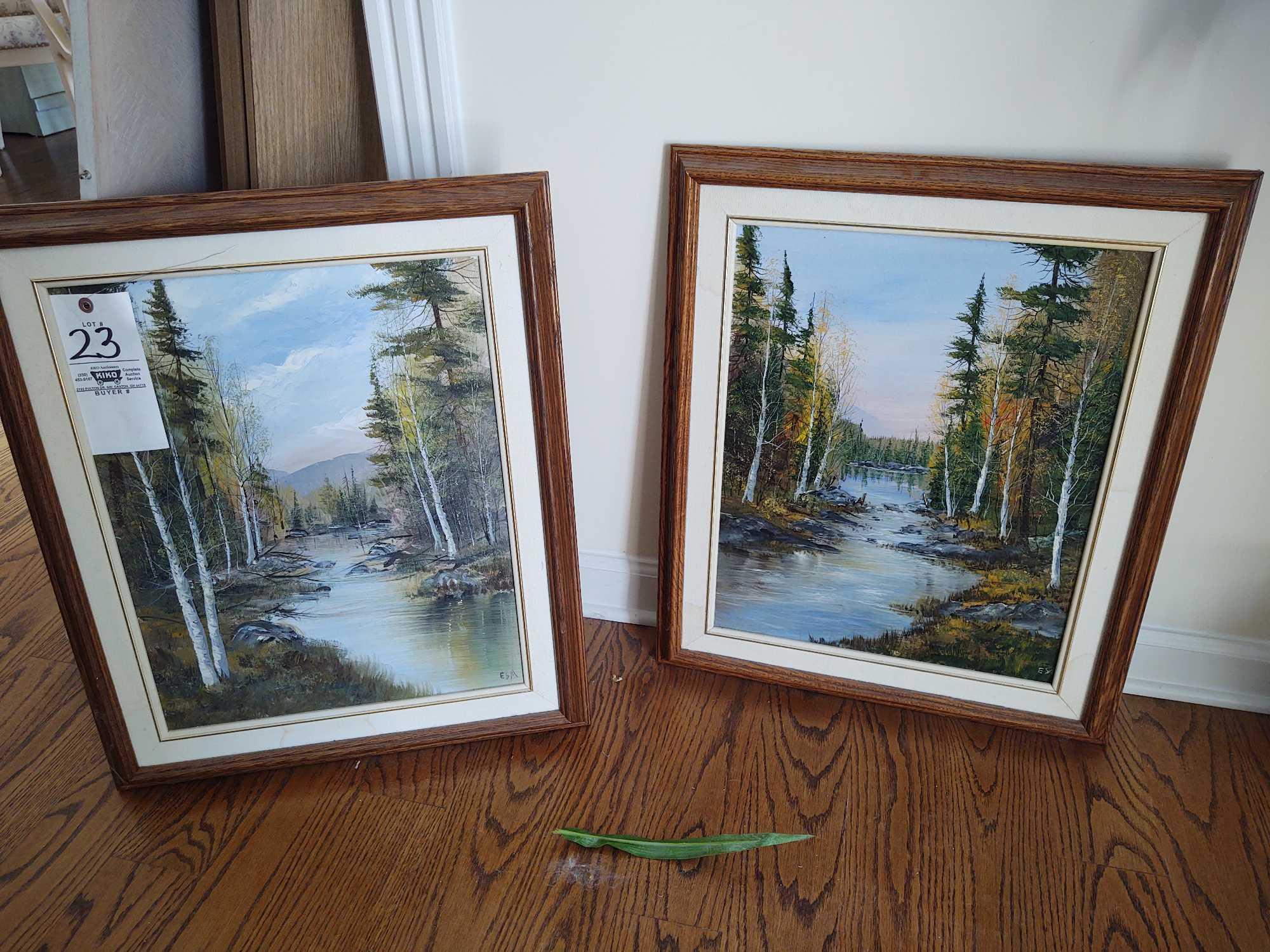 Two Oil on Canvas Esa Nieminen Nature Pictures