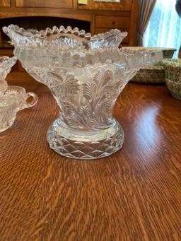 Millersburg Punch Bowl Set Hobstar and Feather Pattern