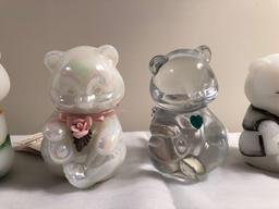 (6) hand-painted Fenton bears