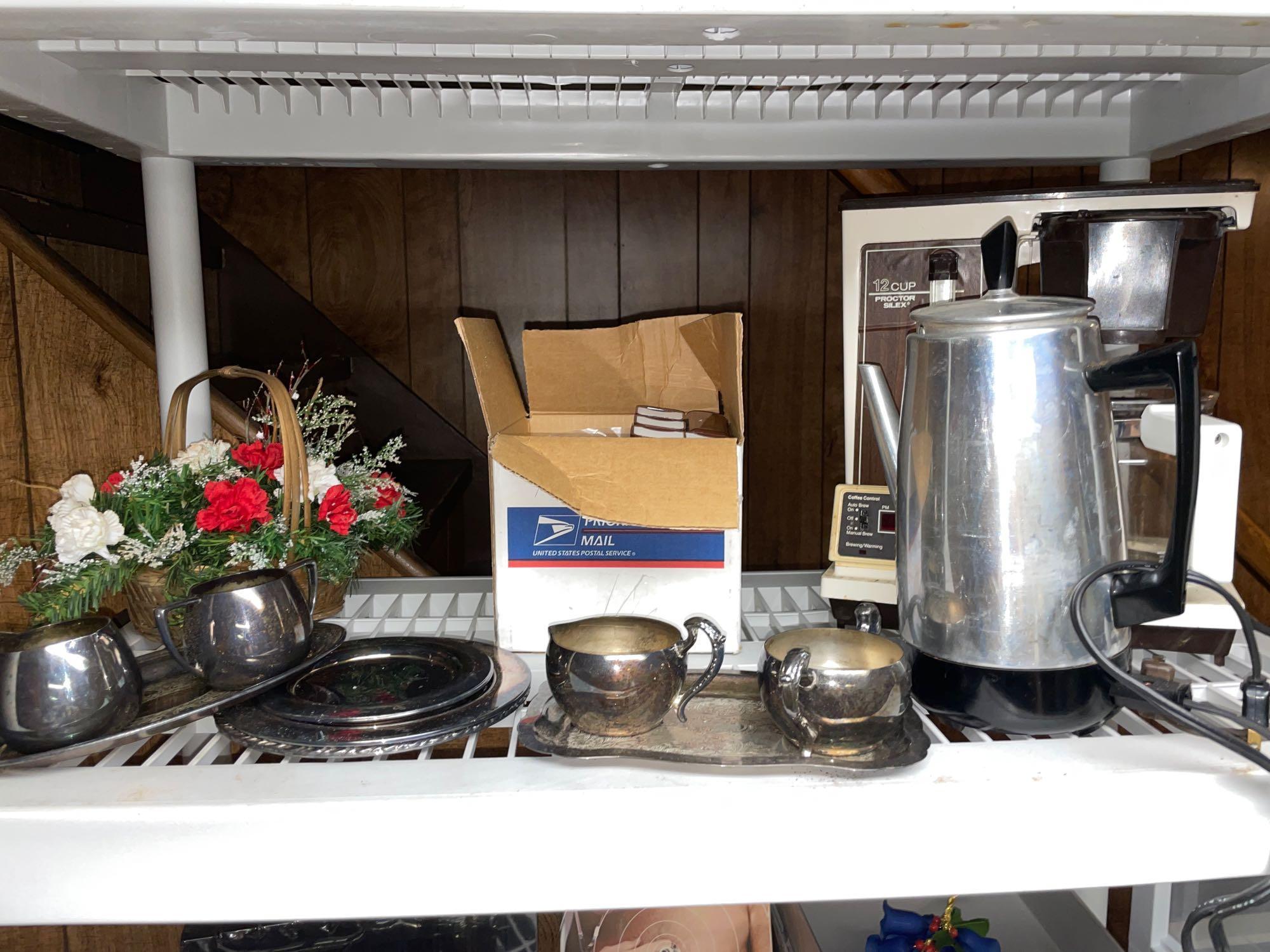 Holiday decor items - coffee maker - train phone - etc