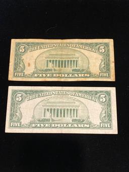 $5 Red Seal Notes 1953 & 1963