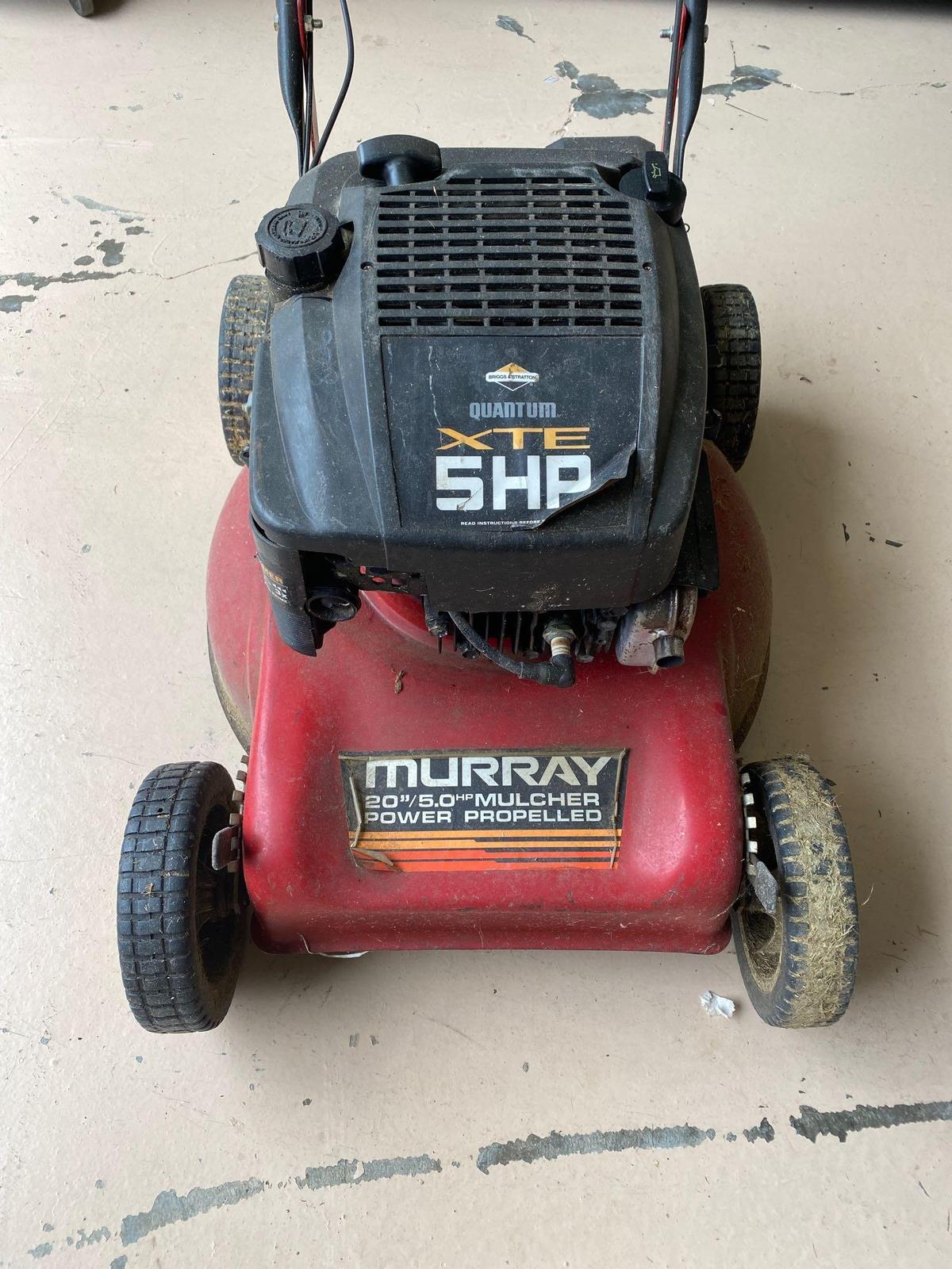 Murray 5HP 20" cut power propelled lawn mower.