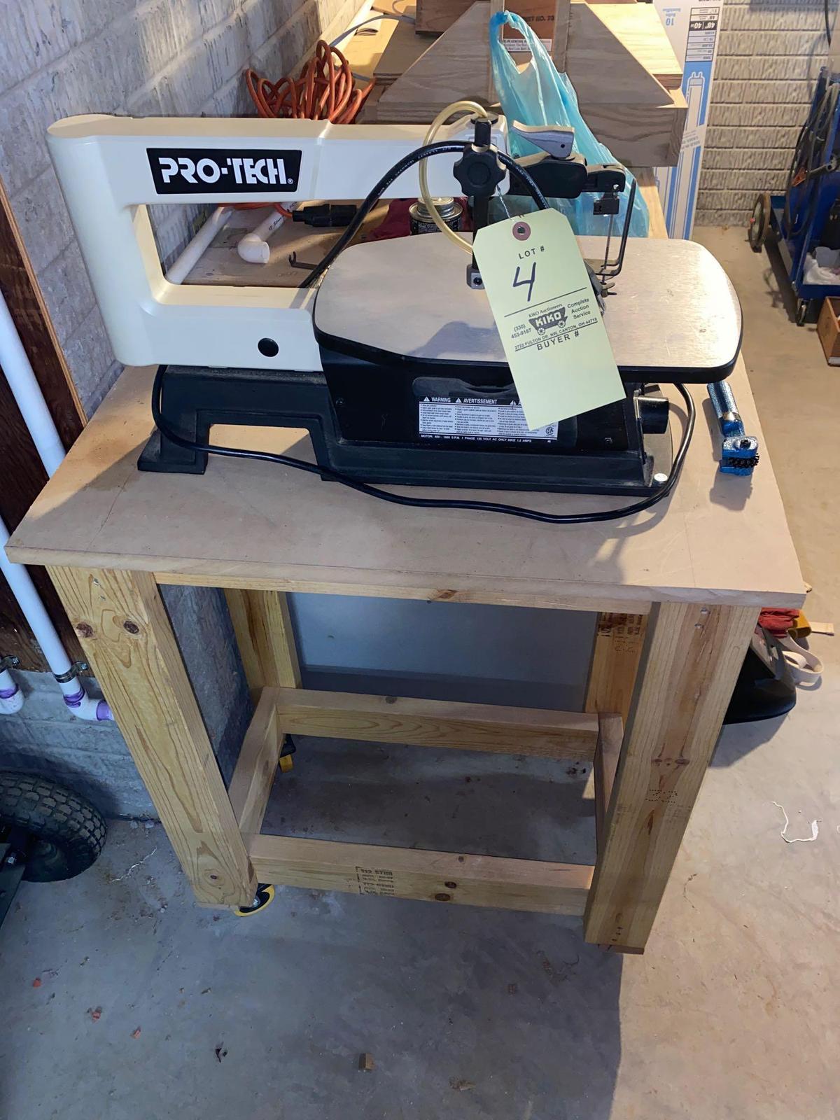 Pro tech scroll saw on cart