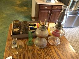 Depression Glass, Oil Lamps, Ink Well, Decor