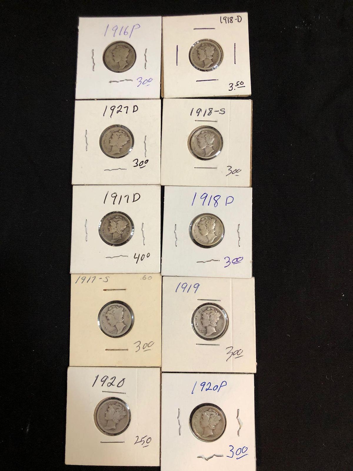 (10) Mercury Silver Dimes