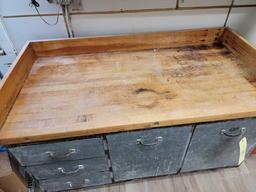 Butcher Block Top Work Station, Pull Out Drawers