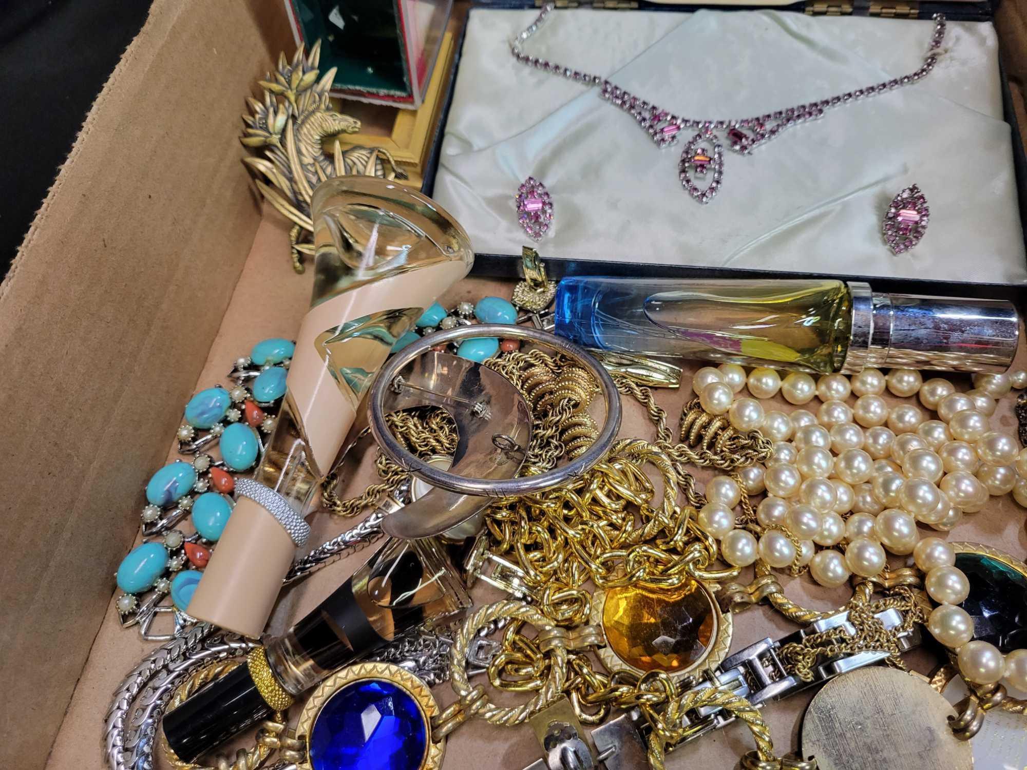 2 boxes of sterling and costume jewelry, earrings, bracelets, necklaces