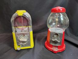 Pair of modern pot metal gum ball machines