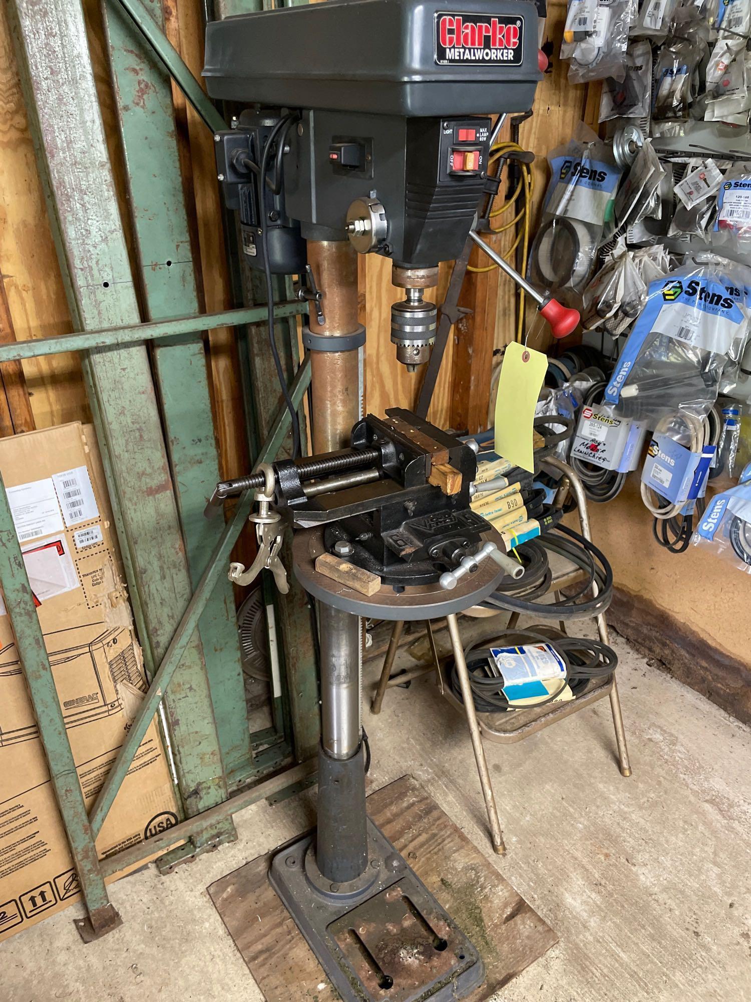 Clarke Metalworker floor model drill press, with vise