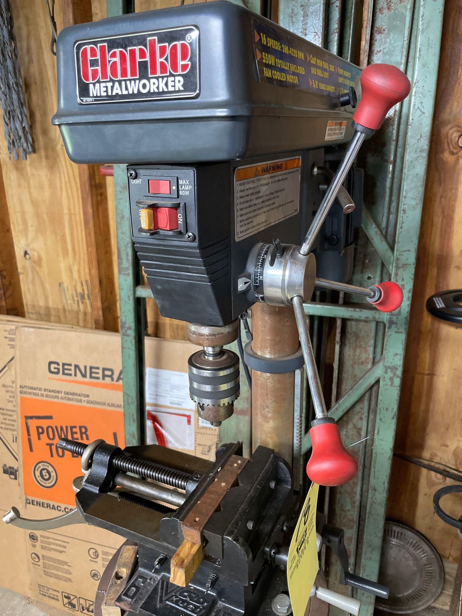 Clarke Metalworker floor model drill press, with vise