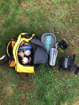 Rackets, softballs, shin guards, spikes