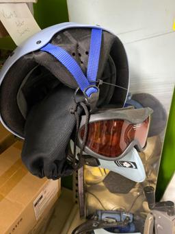 Used Burton snowboard with ski helmet and goggles