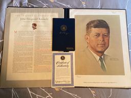 Norman Rockwell limited edition Kennedy print, #1613/2500, 20" x 15", has water stain at top.