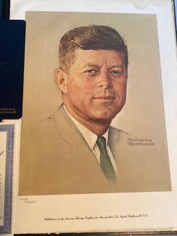 Norman Rockwell limited edition Kennedy print, #1613/2500, 20" x 15", has water stain at top.