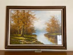 Oil on Canvas Lake Scene