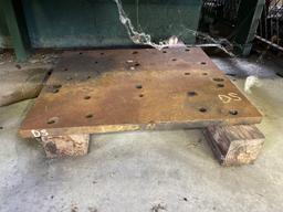 wood table, plate steel, hardware