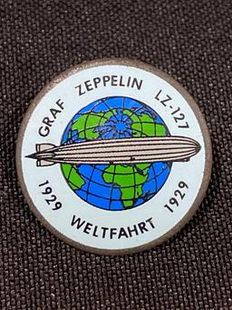 Graf Zeppelin 1929 Weltfahrt enamel pin back button, badge