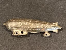 Cast-iron Zeppelin, airship, dirigible toys 1 says Zep, 1 says Navy