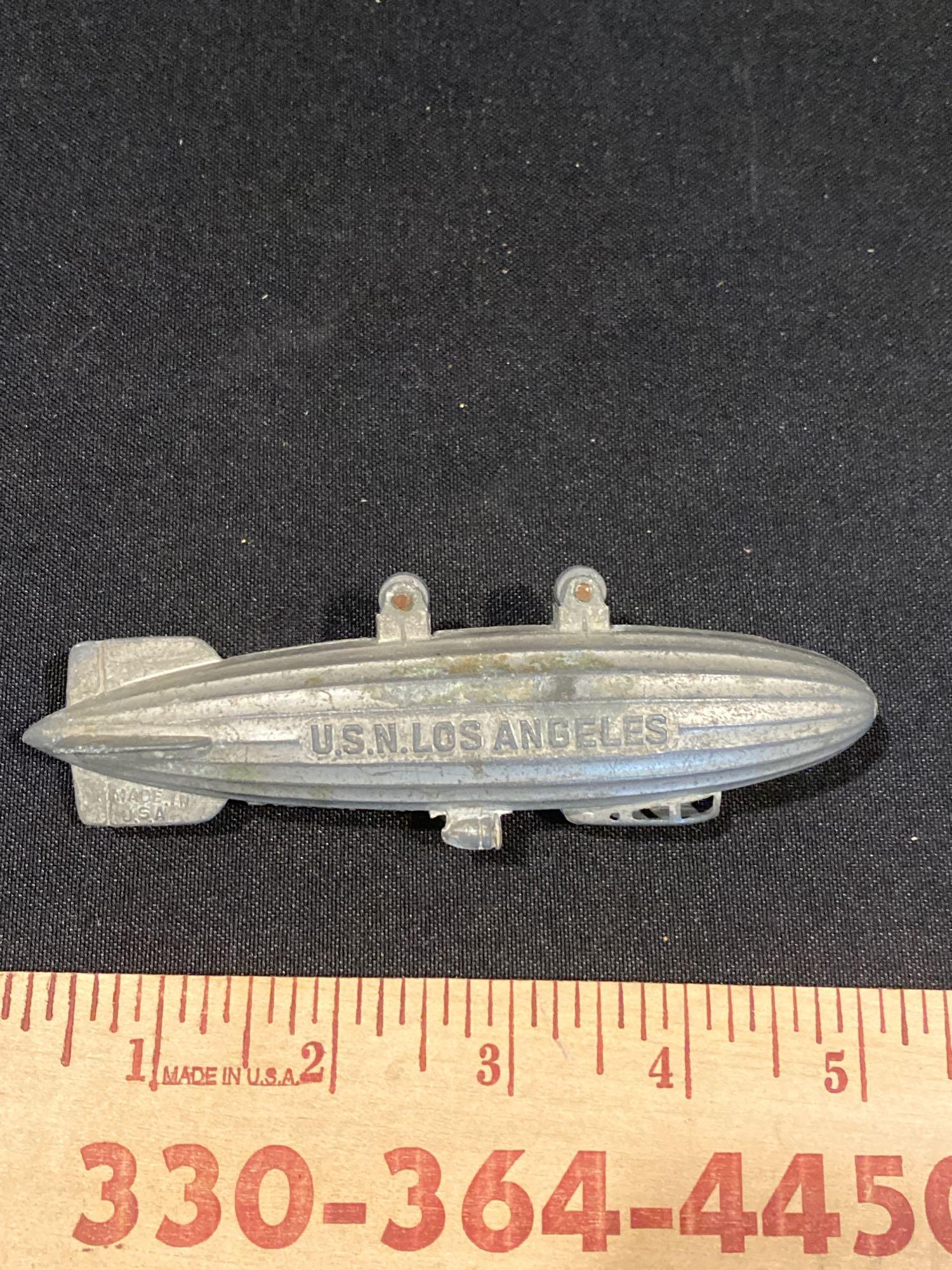 3 USN Los Angeles Zeppelin, airship, cable toys, Tootsietoys
