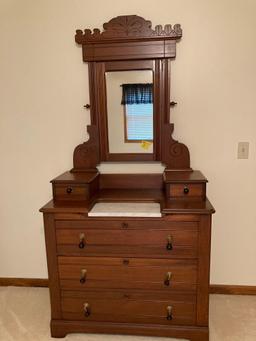antique east land dresser with mirror marble top
