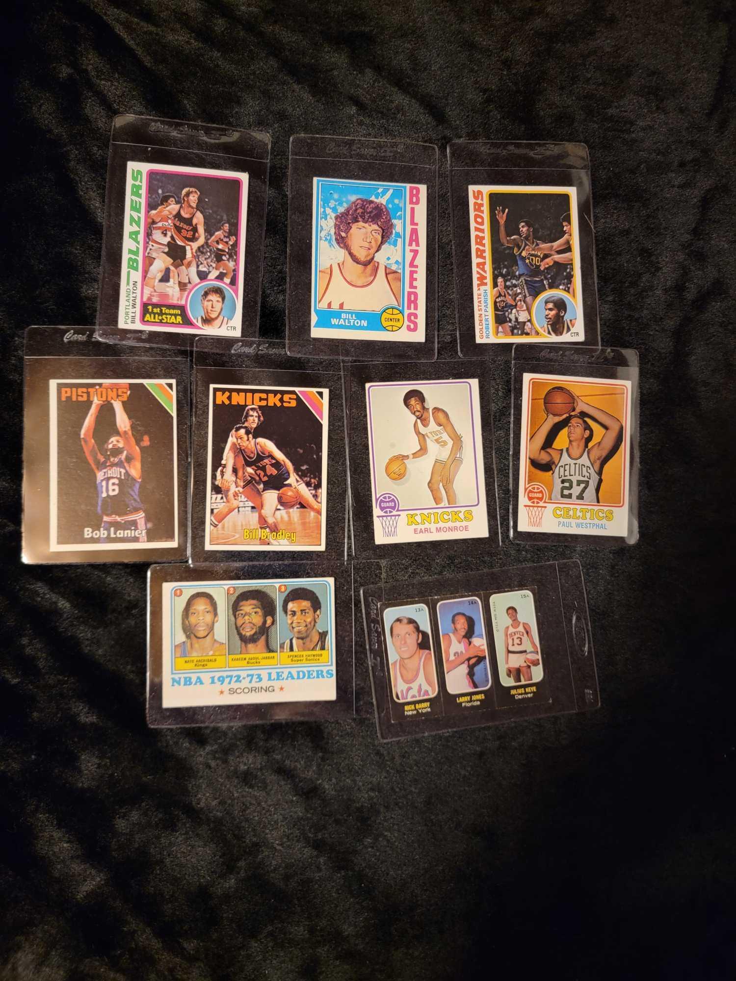 1970s Topps Basketball HOFer Star 8 card 1 sticker lot Bill Walton Rick Berry etc