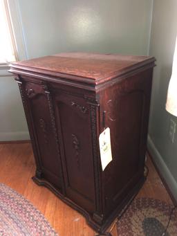 early mission oak sewing cabinet