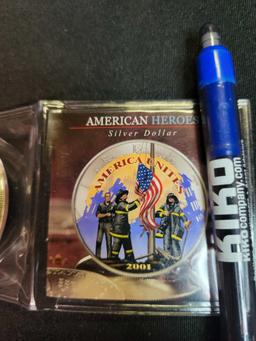 American Historic Society American Hero's Commemorative Silver Dollar, colorized, 1 oz.