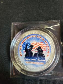 American Historic Society American Hero's Commemorative Silver Dollar, colorized, 1 oz.