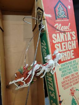 Vintage Christmas House Santa sleigh ride with original box, has been repaired