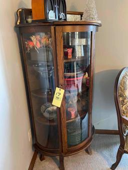 oak curved front china cabinet