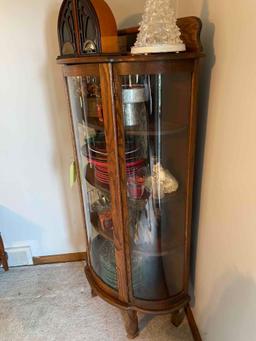 oak curved front china cabinet