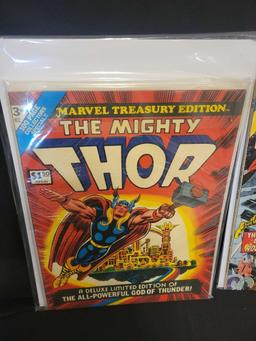 The Mighty Thor Marvel Treasury edition issues, 1974 volume 4 and 19 comics 76 volume 10