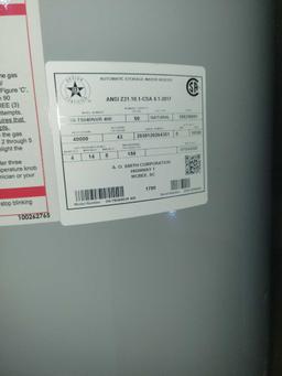 AO Smith gas hot water heater, never installed, 50 gal, 40,0000 btu