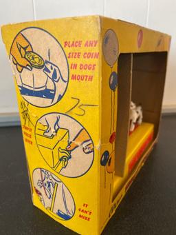 Gilmark "Circus Trick Dog Bank", box has tear.