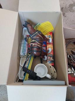 2 Boxes of Cowboy Decorations, Nutcrackers, Matches, Hanging Art, and more