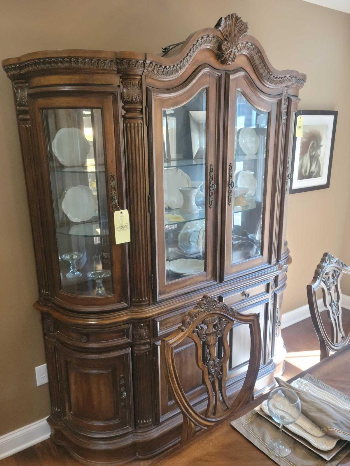 Modern hutch 2 piece hutch with glass shelves