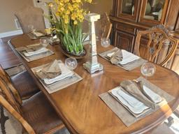 Place setting for 6 with Vietri China, stemware, placemat and centerpiece