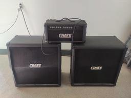 2 Crate Speaker Cabinets and Head Unit