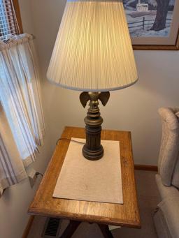 antique oak lamp table w/ lamp