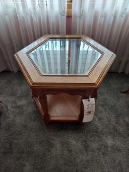 Hexagonal Glass-Center End Table