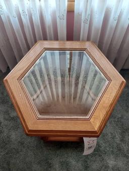 Hexagonal Glass-Center End Table