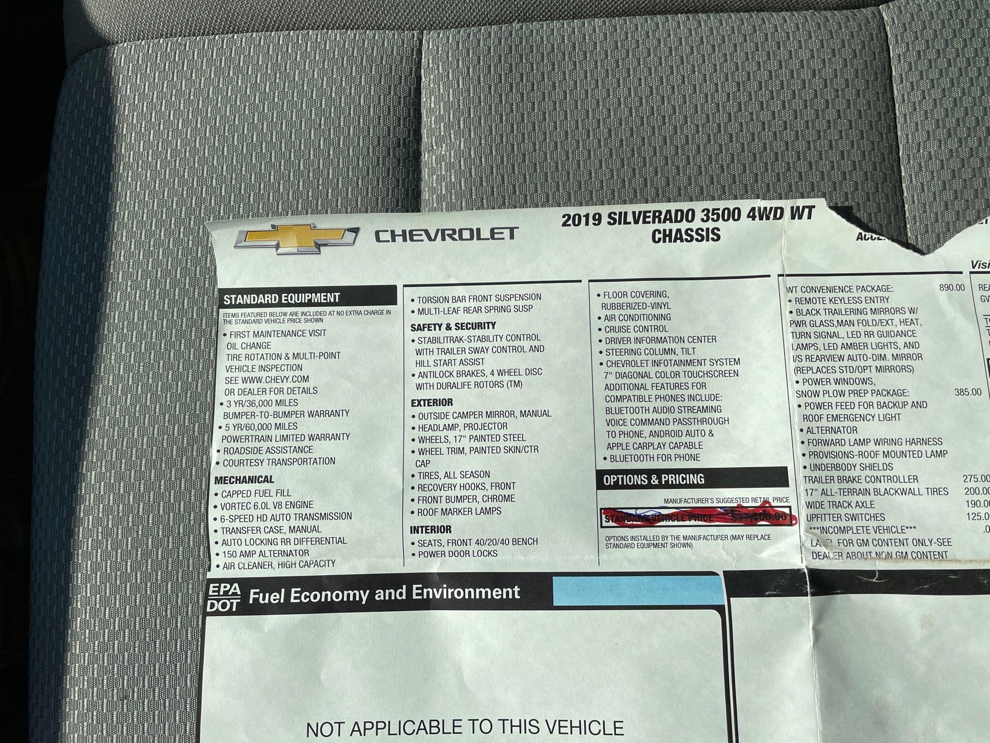 2019 chevy 3500HD reg cab dully, one owner