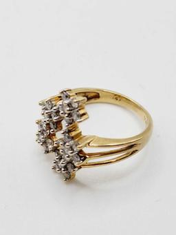 Estate 14k gold 1ct diamond flower/star ring, size 6