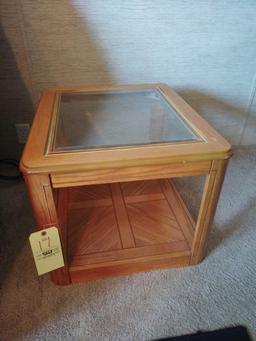 3 Oak Ends Stands & 1 Oak Coffee Table