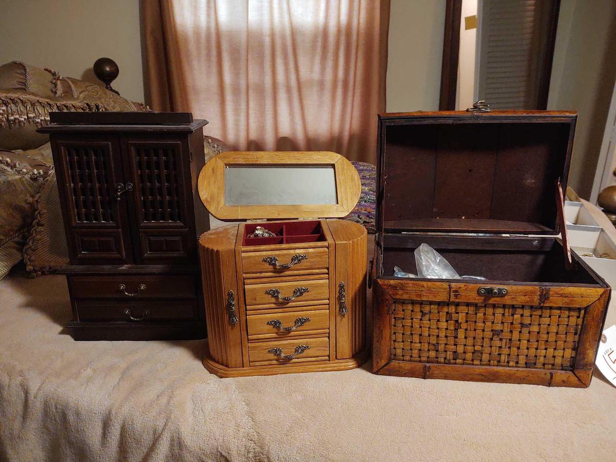 3 Jewelry Boxes and Assorted Costume Jewelry